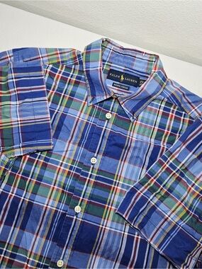 Ralph Lauren Men’s Plaid Button Down Shirt XL Natural Stretch